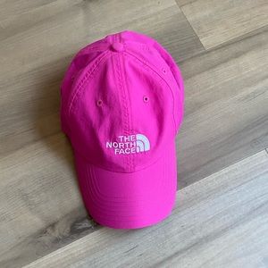 Bright pink North Face ball cap